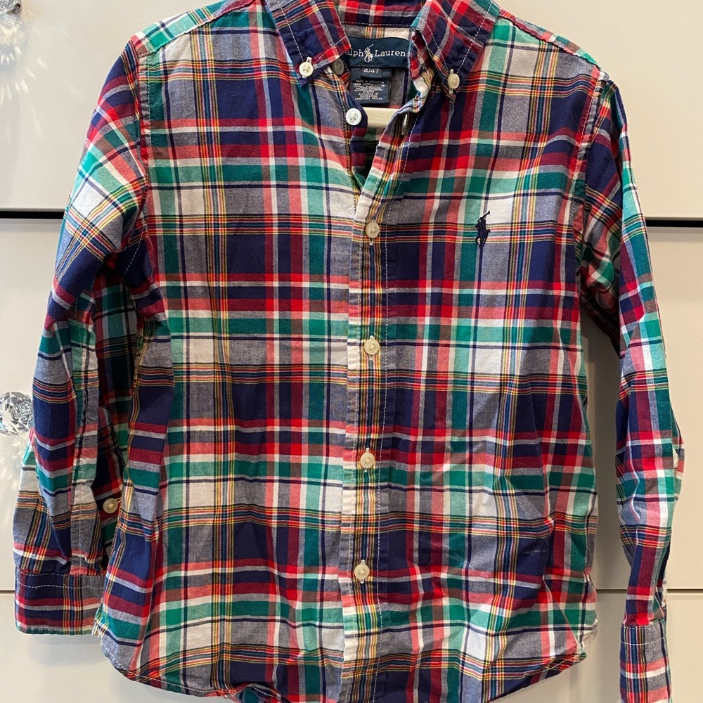 Ralph Lauren Boy’s Plaid Button Down Shirt, Size 4/4T